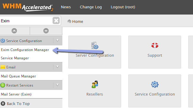 exim configuration editor