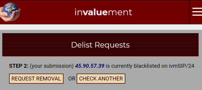 invaluement blacklist removal