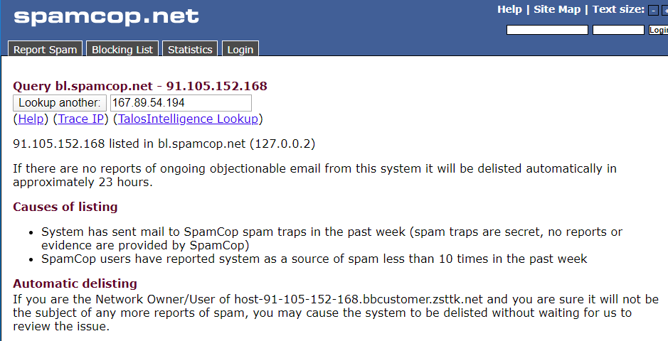 spamcop blacklist