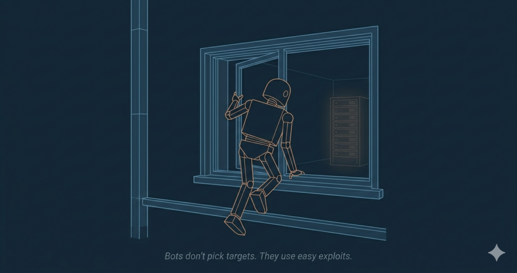 Bots do not pick targets they find easy exploits and climb in.